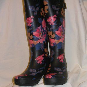New Chooka Women's 6M Floral Shoes Tall Rain Boots Box